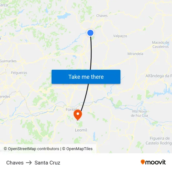 Chaves to Santa Cruz map