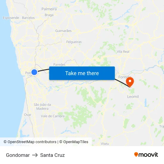Gondomar to Santa Cruz map