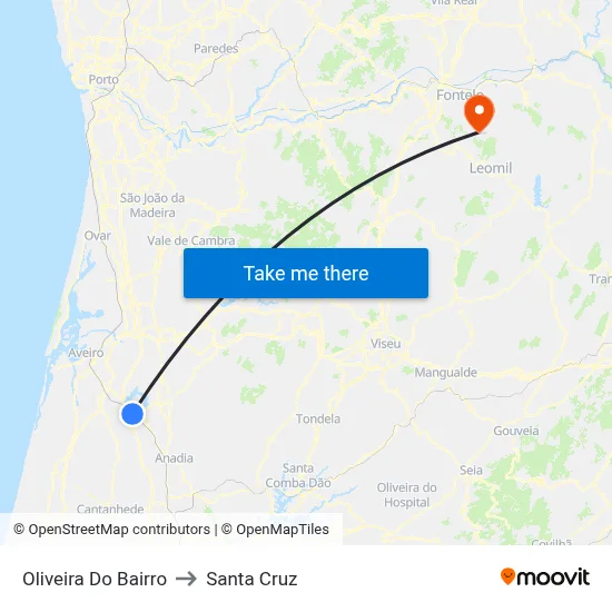 Oliveira Do Bairro to Santa Cruz map