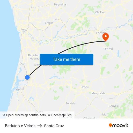 Beduído e Veiros to Santa Cruz map