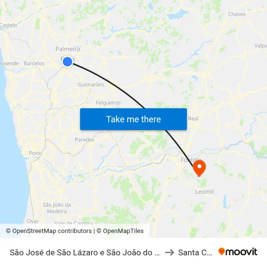 São José de São Lázaro e São João do Souto to Santa Cruz map