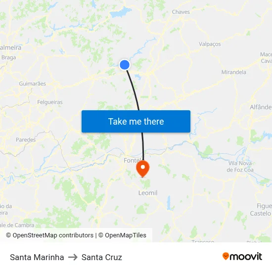 Santa Marinha to Santa Cruz map