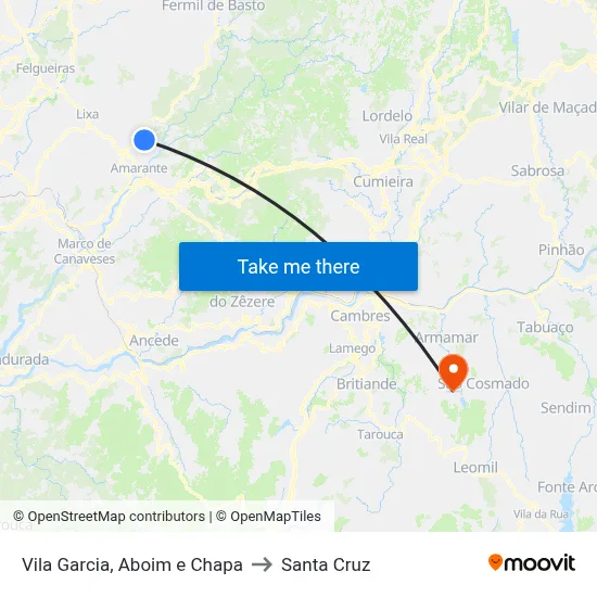 Vila Garcia, Aboim e Chapa to Santa Cruz map