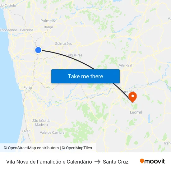 Vila Nova de Famalicão e Calendário to Santa Cruz map