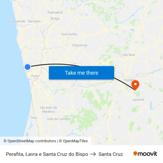 Perafita, Lavra e Santa Cruz do Bispo to Santa Cruz map
