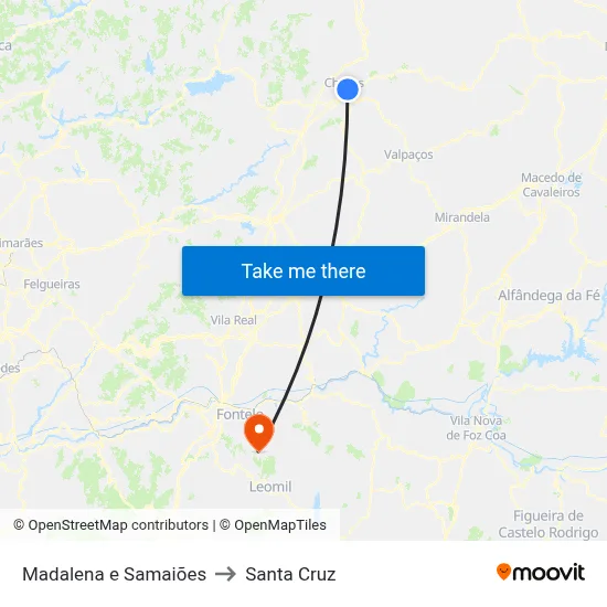 Madalena e Samaiões to Santa Cruz map