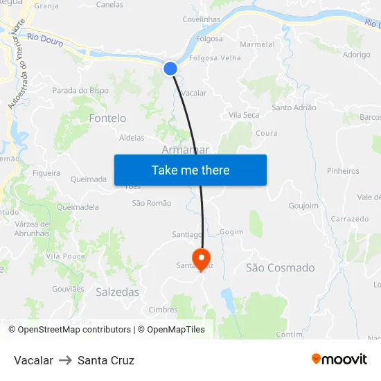 Vacalar to Santa Cruz map