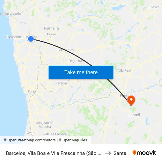 Barcelos, Vila Boa e Vila Frescainha (São Martinho e São Pedro) to Santa Cruz map