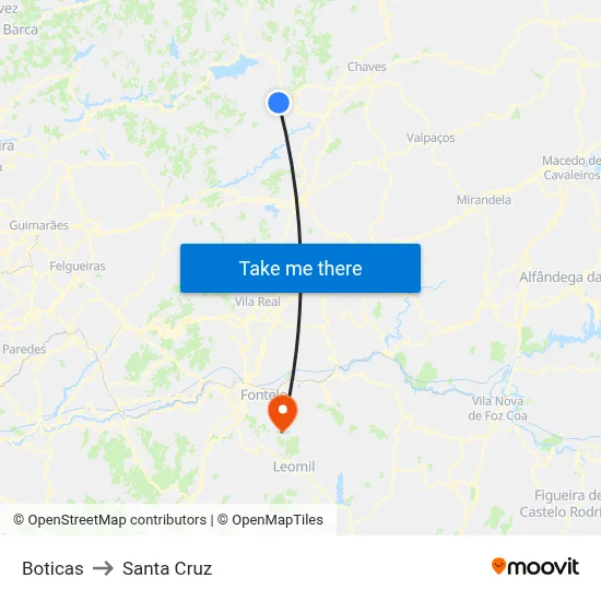 Boticas to Santa Cruz map