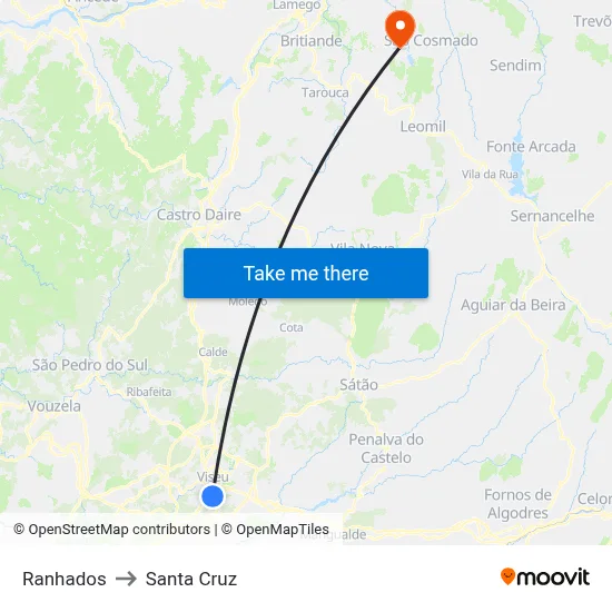 Ranhados to Santa Cruz map