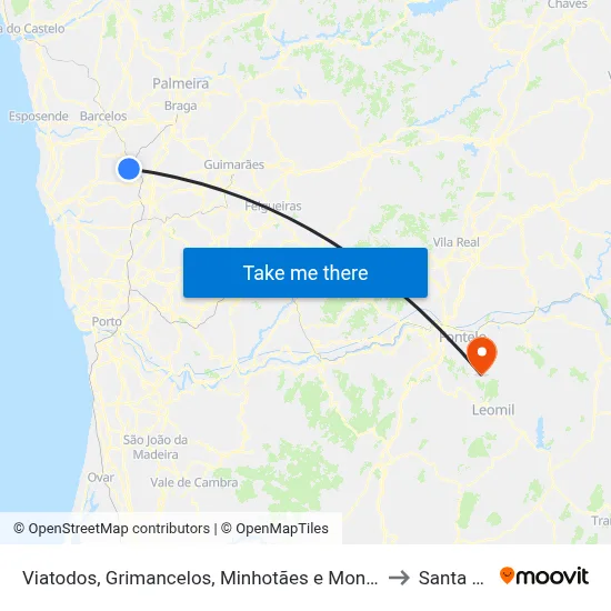 Viatodos, Grimancelos, Minhotães e Monte de Fralães to Santa Cruz map