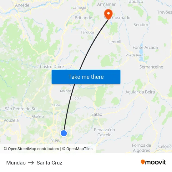 Mundão to Santa Cruz map
