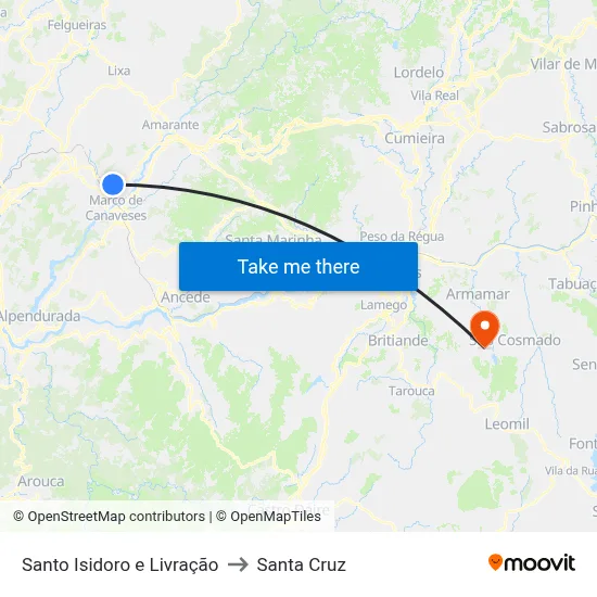 Santo Isidoro e Livração to Santa Cruz map