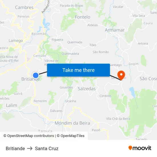 Britiande to Santa Cruz map