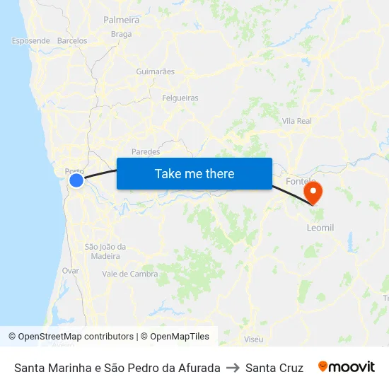 Santa Marinha e São Pedro da Afurada to Santa Cruz map