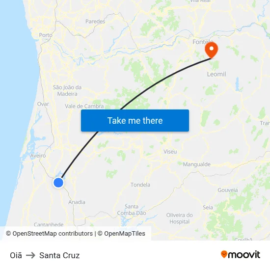 Oiã to Santa Cruz map