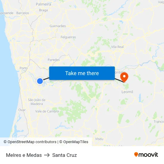 Melres e Medas to Santa Cruz map