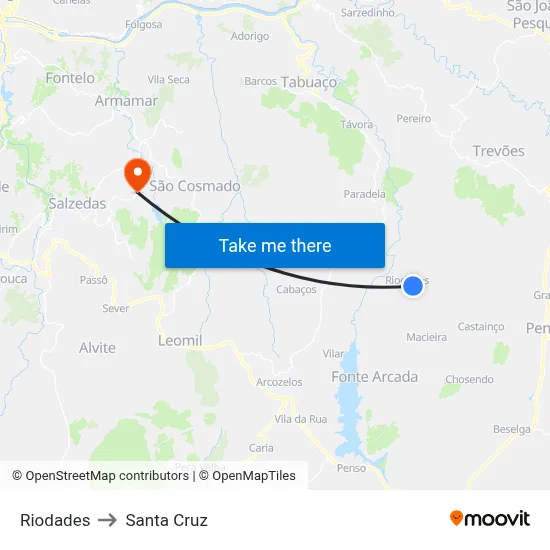 Riodades to Santa Cruz map