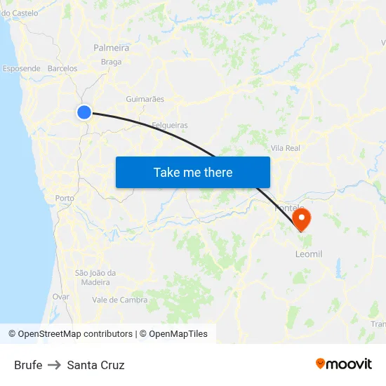 Brufe to Santa Cruz map