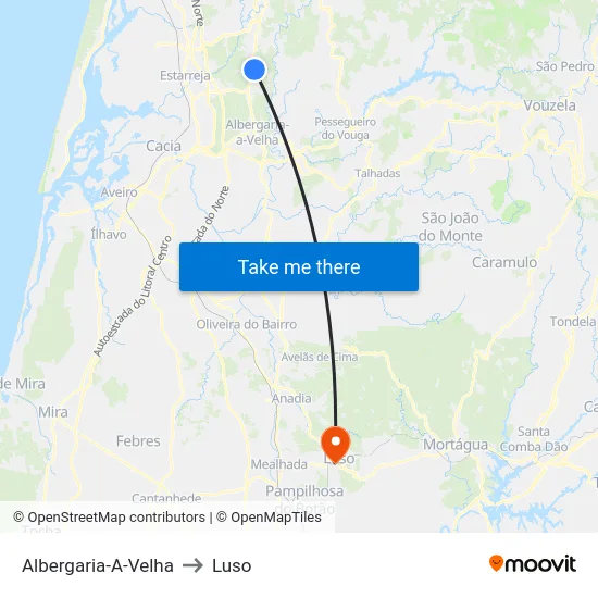 Albergaria-A-Velha to Luso map