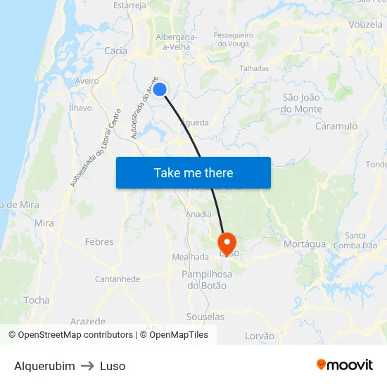 Alquerubim to Luso map