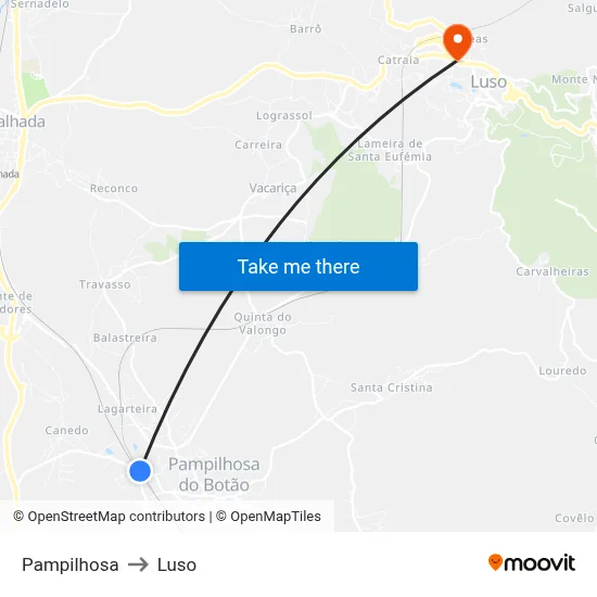Pampilhosa to Luso map