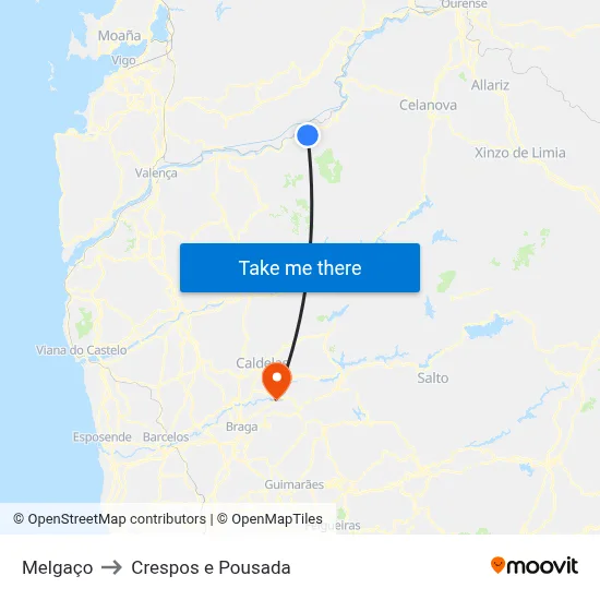Melgaço to Crespos e Pousada map