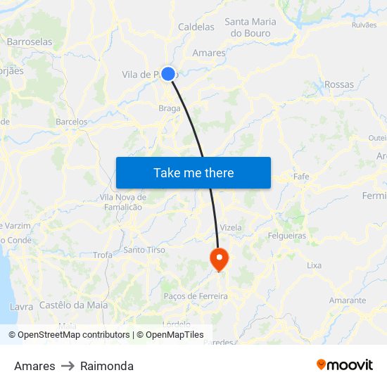 Amares to Raimonda map