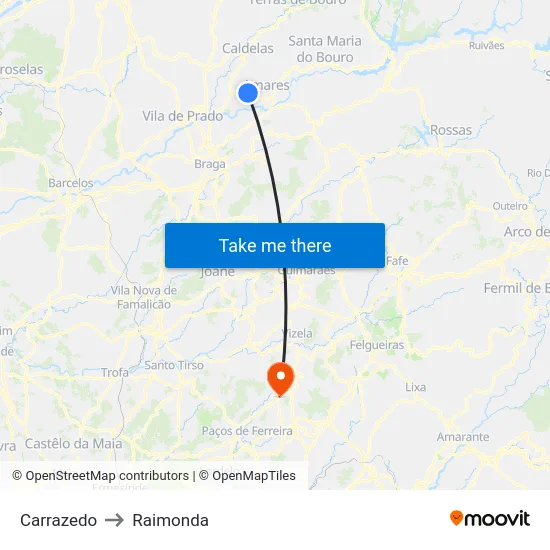 Carrazedo to Raimonda map