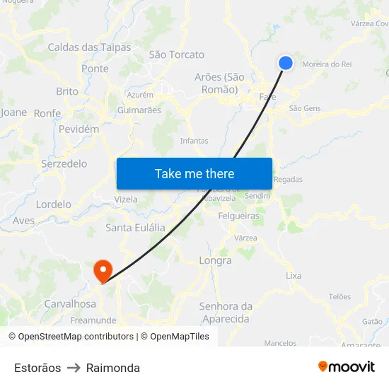 Estorãos to Raimonda map