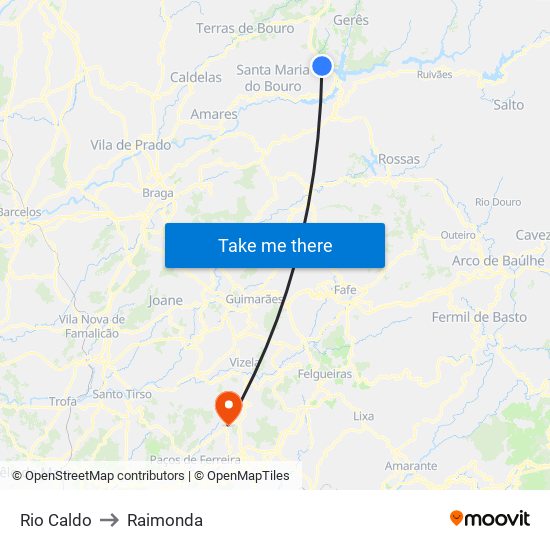 Rio Caldo to Raimonda map