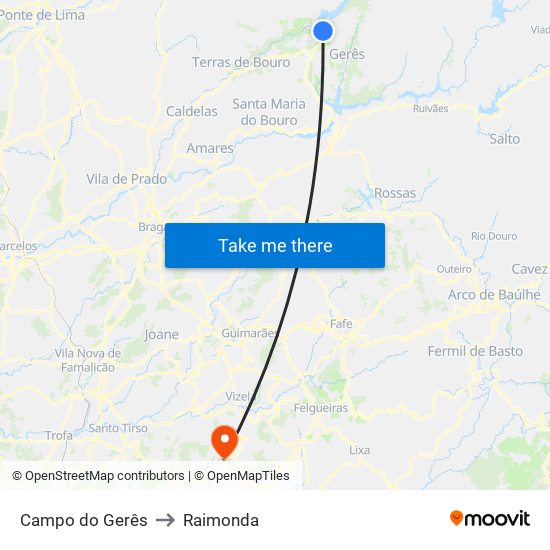 Campo do Gerês to Raimonda map