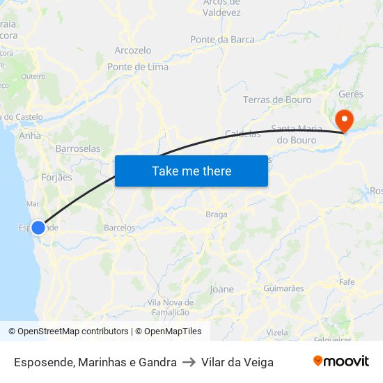 Esposende, Marinhas e Gandra to Vilar da Veiga map