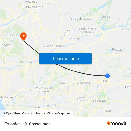 Estorãos to Cossourado map