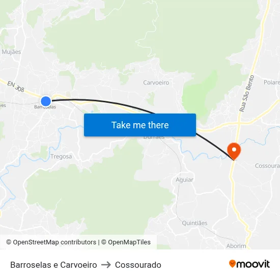 Barroselas e Carvoeiro to Cossourado map