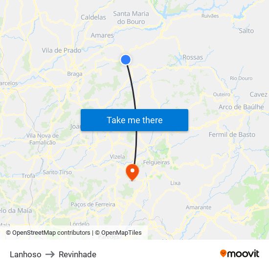 Lanhoso to Revinhade map