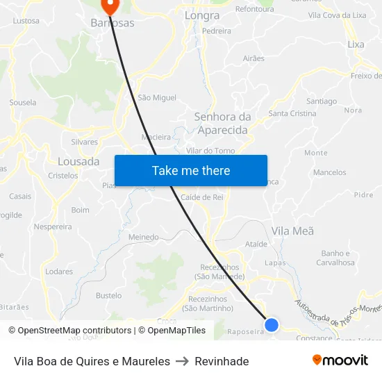 Vila Boa de Quires e Maureles to Revinhade map
