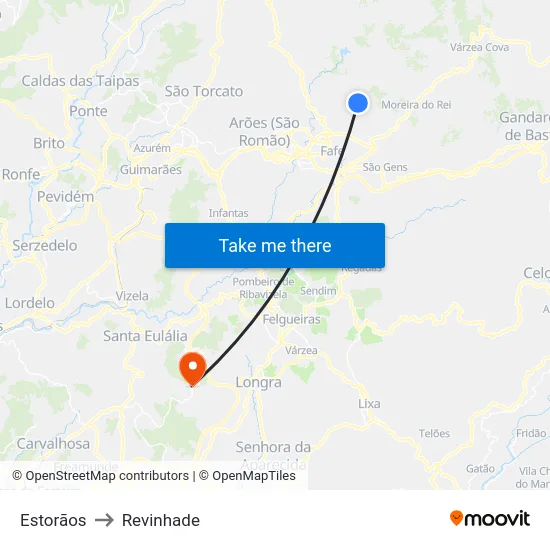 Estorãos to Revinhade map