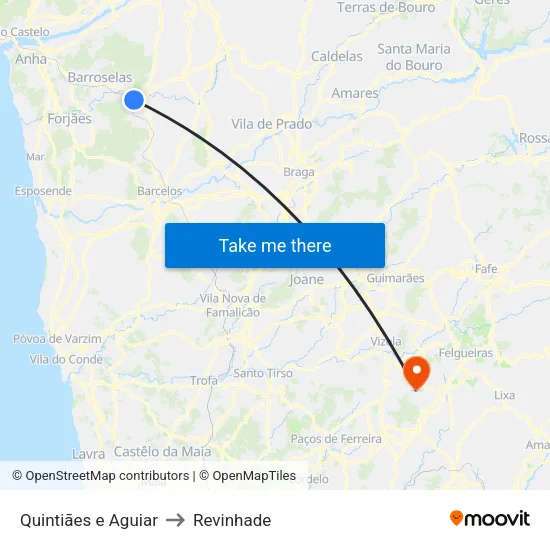 Quintiães e Aguiar to Revinhade map