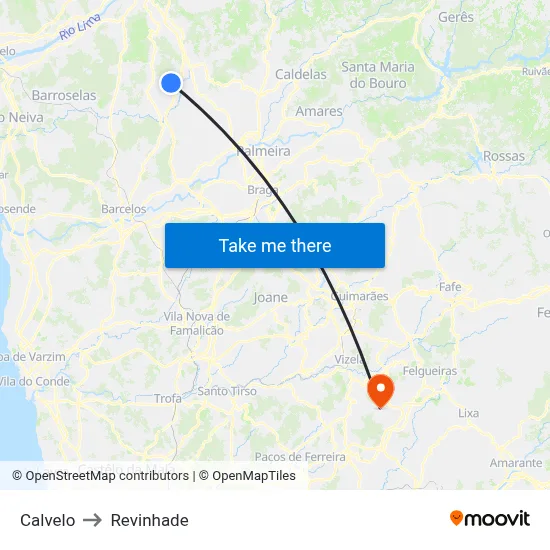 Calvelo to Revinhade map