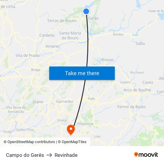 Campo do Gerês to Revinhade map