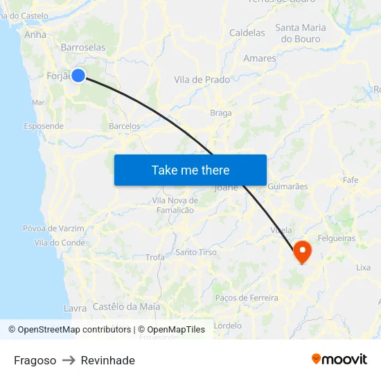 Fragoso to Revinhade map