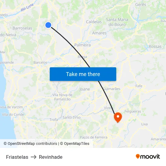 Friastelas to Revinhade map
