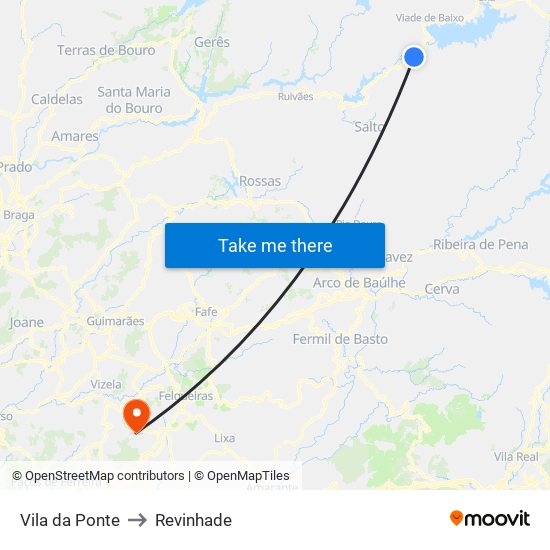 Vila da Ponte to Revinhade map