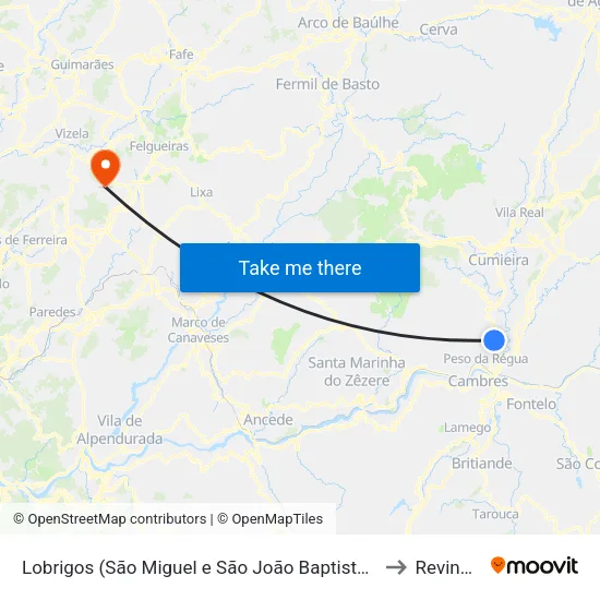 Lobrigos (São Miguel e São João Baptista) e Sanhoane to Revinhade map