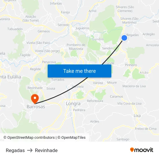 Regadas to Revinhade map
