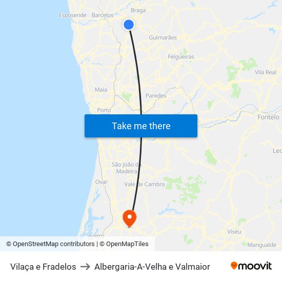 Vilaça e Fradelos to Albergaria-A-Velha e Valmaior map