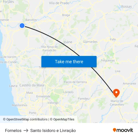 Fornelos to Santo Isidoro e Livração map