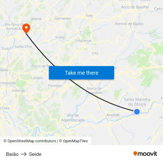 Baião to Seide map