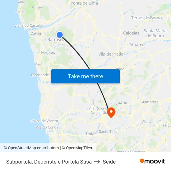 Subportela, Deocriste e Portela Susã to Seide map